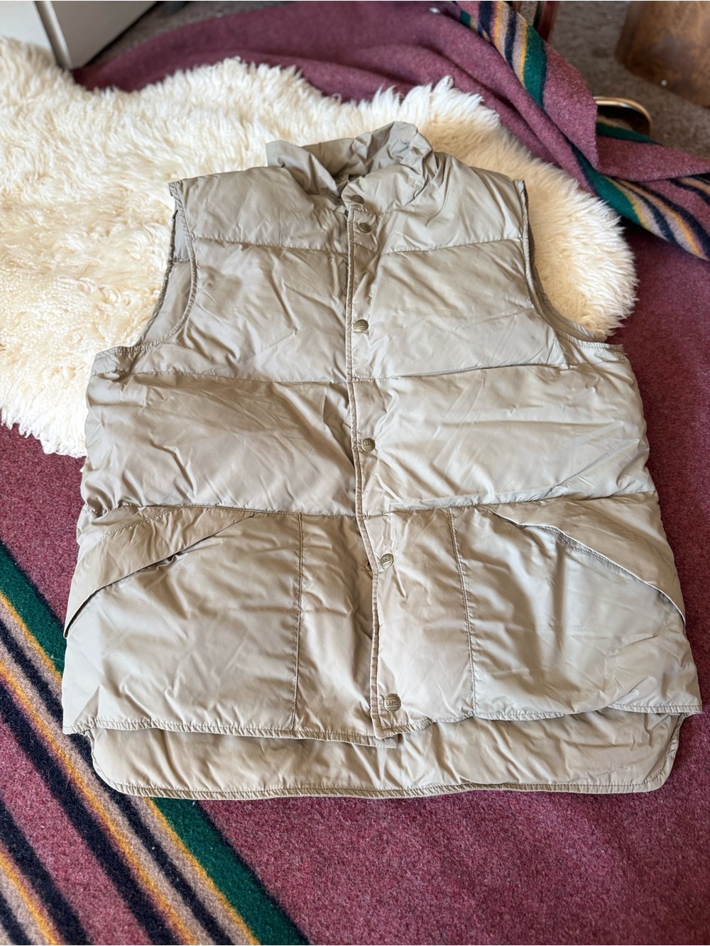 L.L. Bean | Men Large Tall Tan VINTAGE Goose Down Filled Puffer Vest 1424 BL